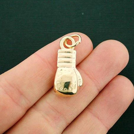 2 Boxing Glove Gold Tone Charms 3D - GC332
