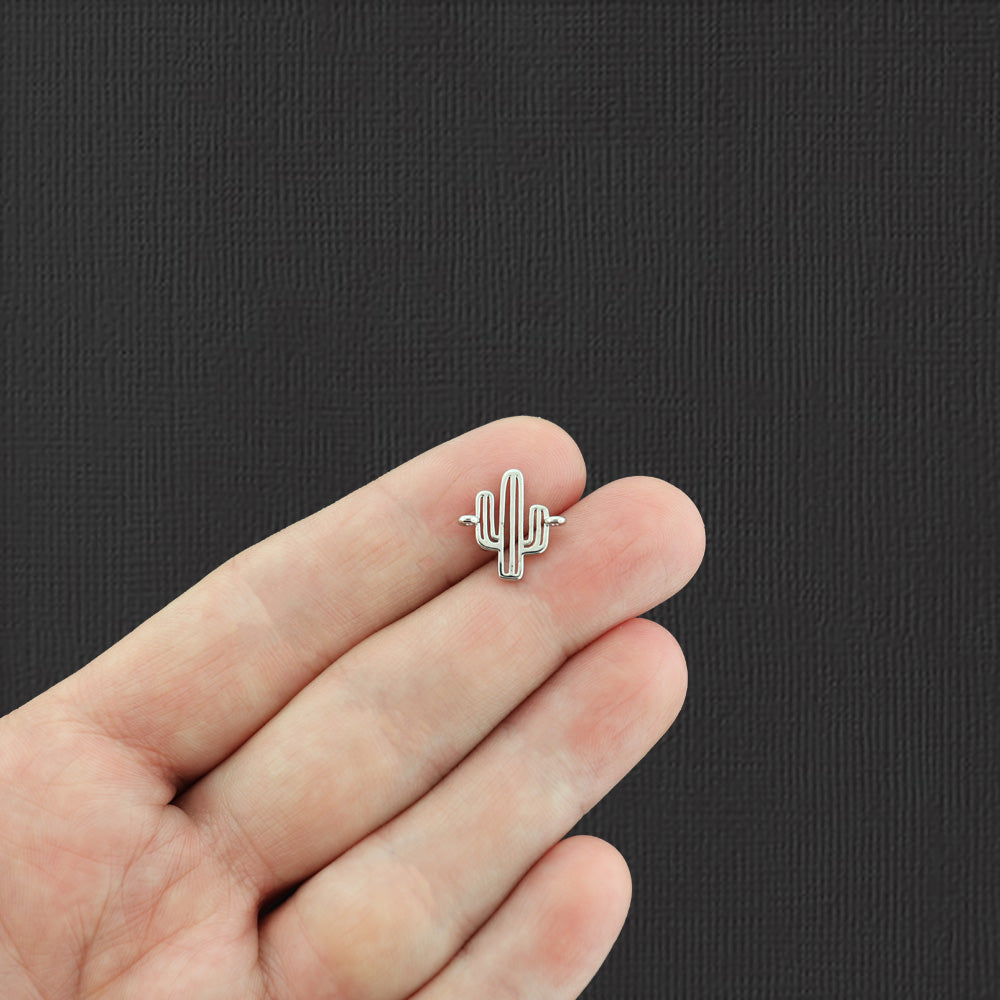 2 Cactus Connector Antique Silver Tone Copper Charms - SC652