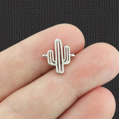 2 Cactus Connector Antique Silver Tone Copper Charms - SC652