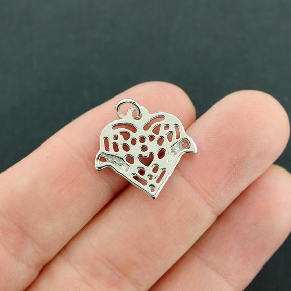 2 Celtic Heart Silver Tone Charms - SC2668