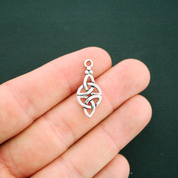 2 Celtic Knot Antique Silver Tone Charms 2 Sided - SC6160