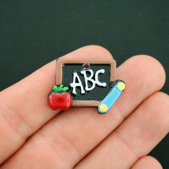 2 Chalkboard Enamel Charms - E478