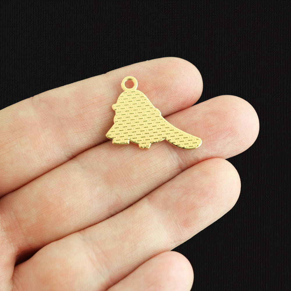 2 mésanges avec écharpe breloques en émail doré - E1015