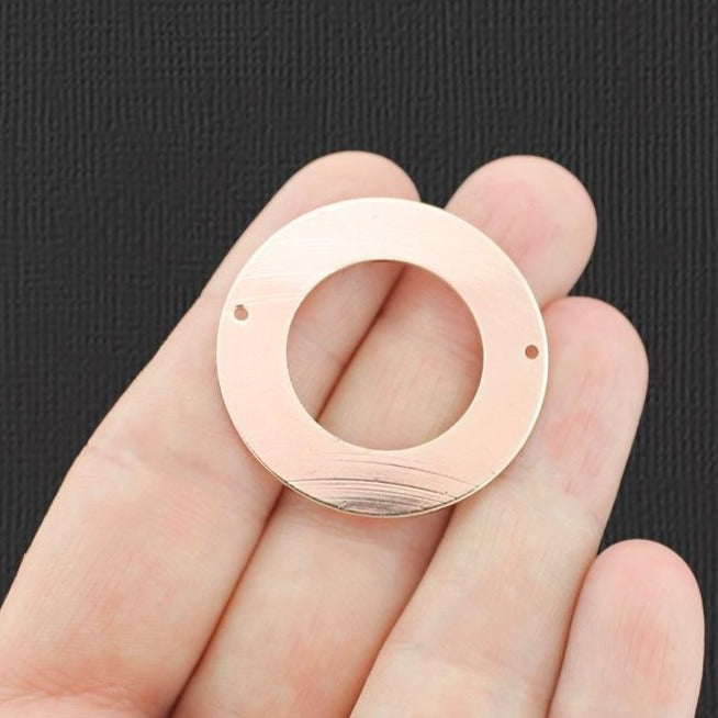 2 Circle Connector Rose Gold Tone Charms - GC1427