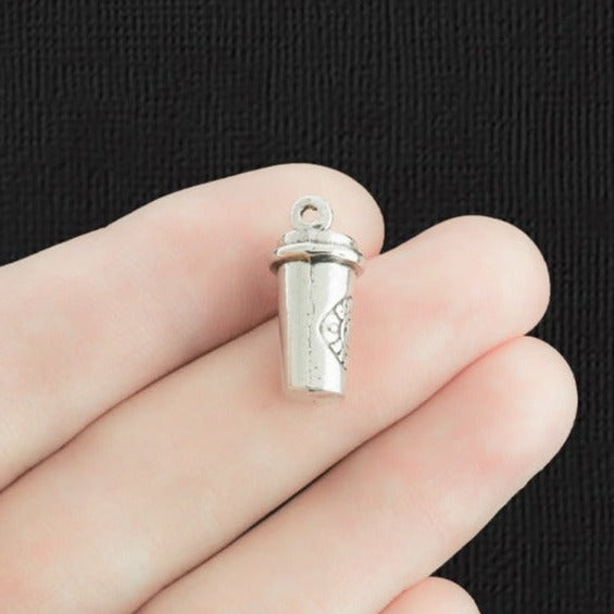 2 breloques ton argent antique café 3D - SC2156