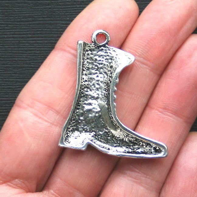 2 Combat Boot Antique Silver Tone Charms - SC2847