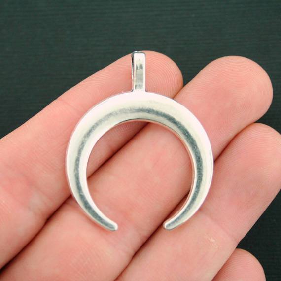 2 breloques de ton argent antique croissant de lune - SC7469