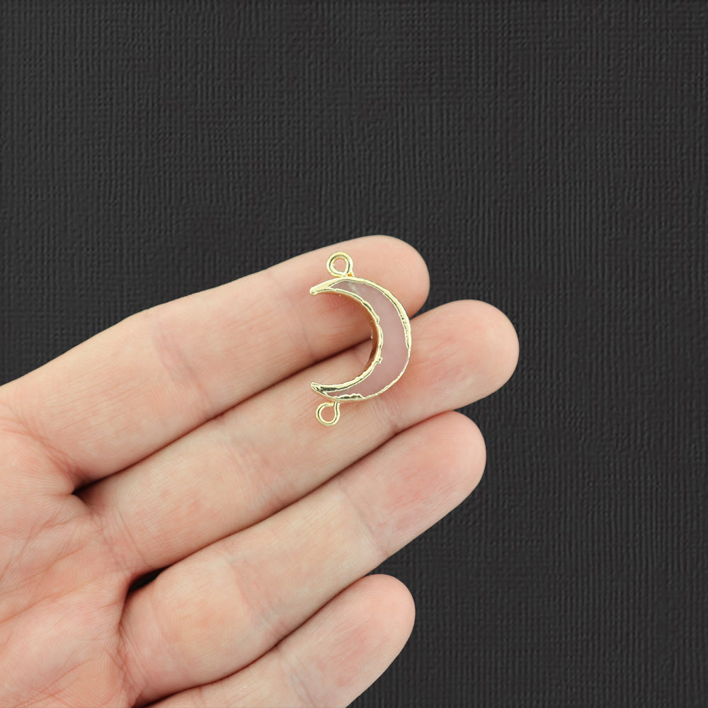 2 Crescent Moon Connector Druzy Gold Tone Resin Charms - Choose Your Color!