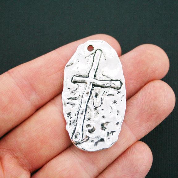 2 breloques de ton argent antique croix - SC4916