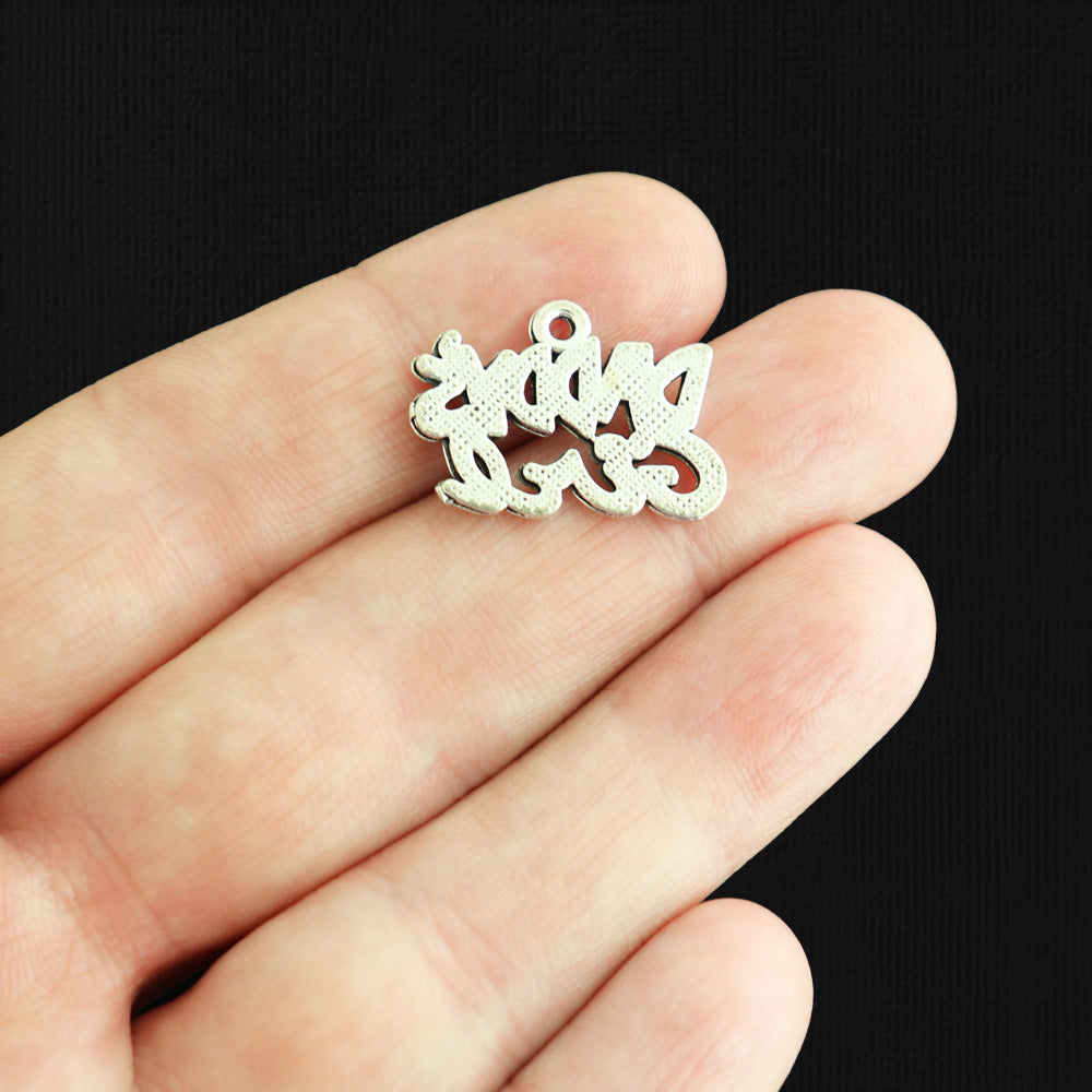 2 breloques de ton argent antique fille de papa - SC1214