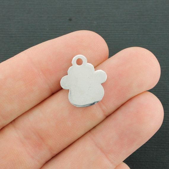 2 Dog Paw Antique Silver Tone Charms With Inset Rhinestones - SC3517