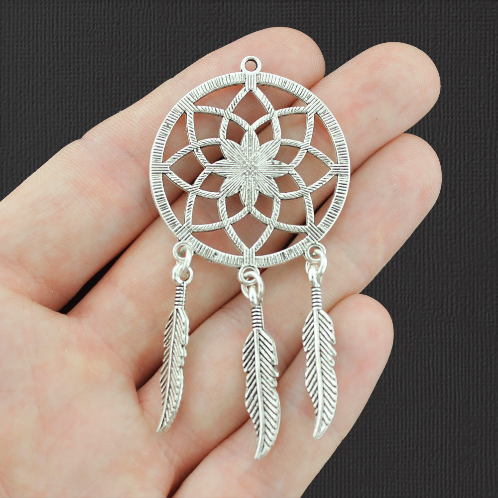 2 breloques ton argent antique attrape-rêves - SC6155
