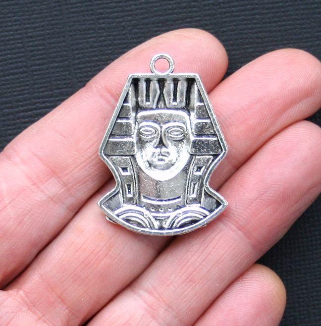 2 Egyptian Pharaoh Antique Silver Tone Charms - SC3064