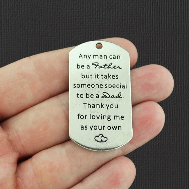 2 Father Pendant Antique Silver Tone Charms - SC5613