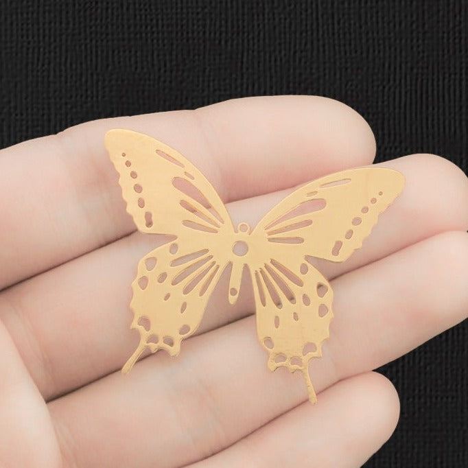 2 Charms Filigrane Papillon Doré 2 Faces - GC380