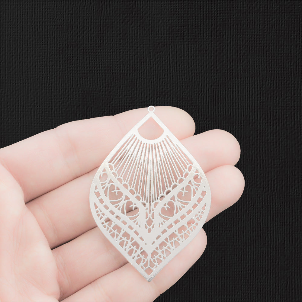 2 breloques en cuivre argenté en filigrane 2 faces - SC1142