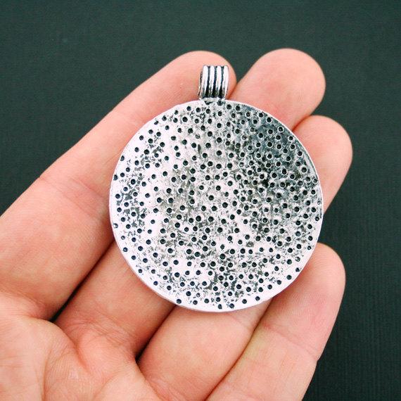 2 Floral Antique Silver Tone Charms - SC6060