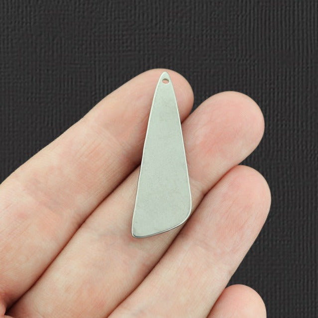 2 breloques en acier inoxydable ton argent goutte florale - SSP028