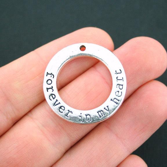 2 Forever in My Heart Antique Silver Tone Charms - SC3317