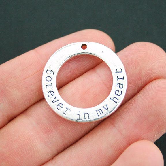 2 Forever in My Heart Antique Silver Tone Charms - SC3317