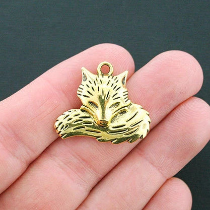 2 Fox Antique Gold Tone Charms - GC456