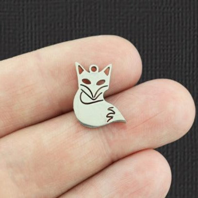 2 Fox Silver Tone Stainless Steel Charms - SSP107