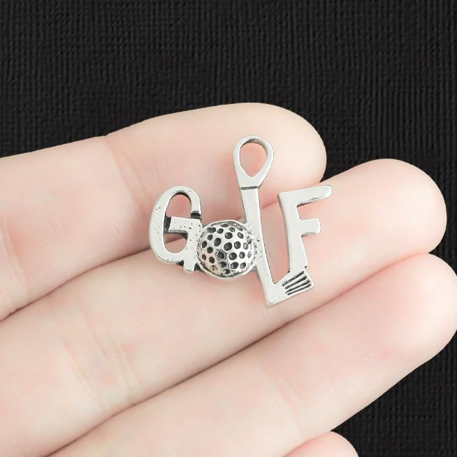 2 Golf Antique Silver Tone Charms - SC2432
