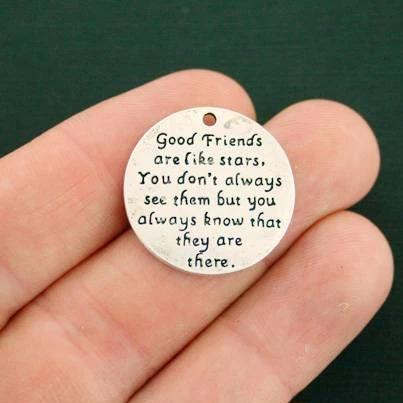 2 Good Friends Antique Silver Tone Charms - SC6986