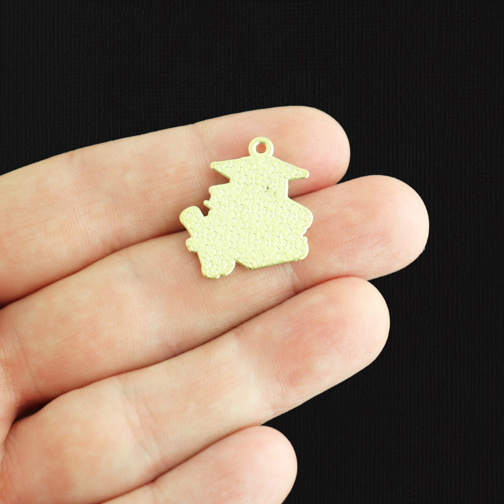 2 Graduation Book Stack Gold Tone Enamel Charms - E623