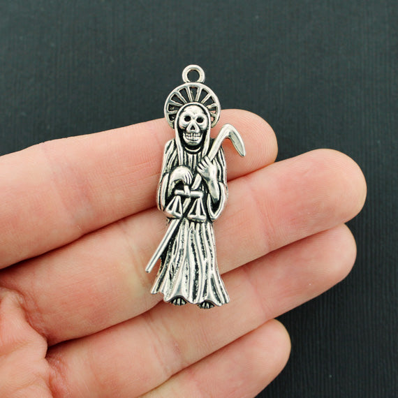 2 Grim Reaper Antique Silver Tone Charms - SC4021
