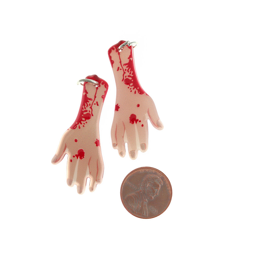 2 Halloween Hand Acrylic Charms 2 Sided - K566