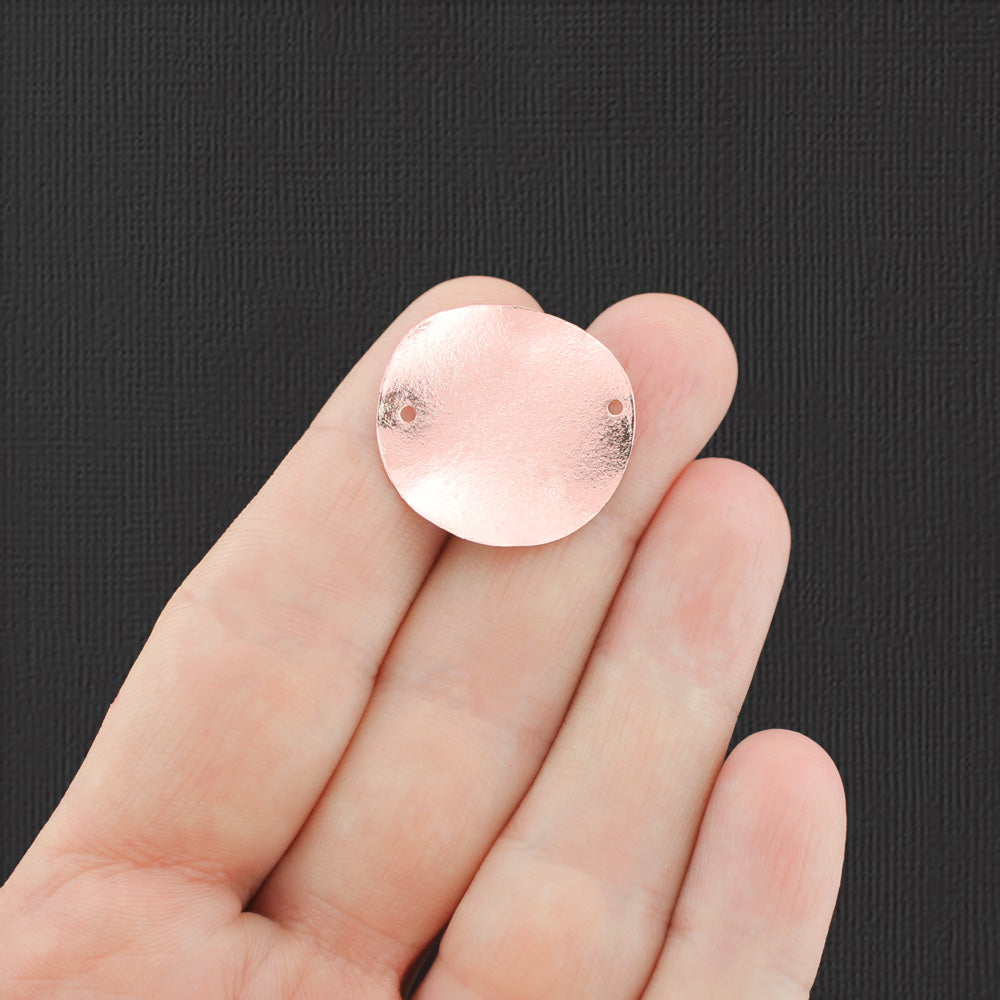 2 Hammered Circle Rose Gold Tone Connector Charms - GC1425