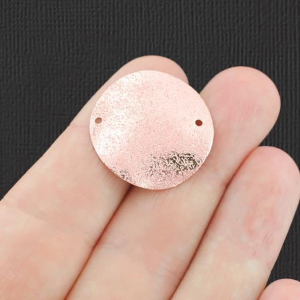 2 Hammered Circle Rose Gold Tone Connector Charms - GC1425