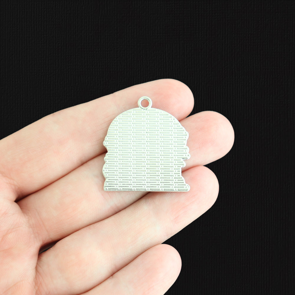 2 Haunted House Silver Tone Enamel Charms - E297