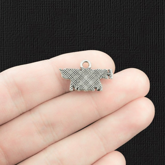 2 Hockey Mom Antique Silver Tone Charms - SC1790