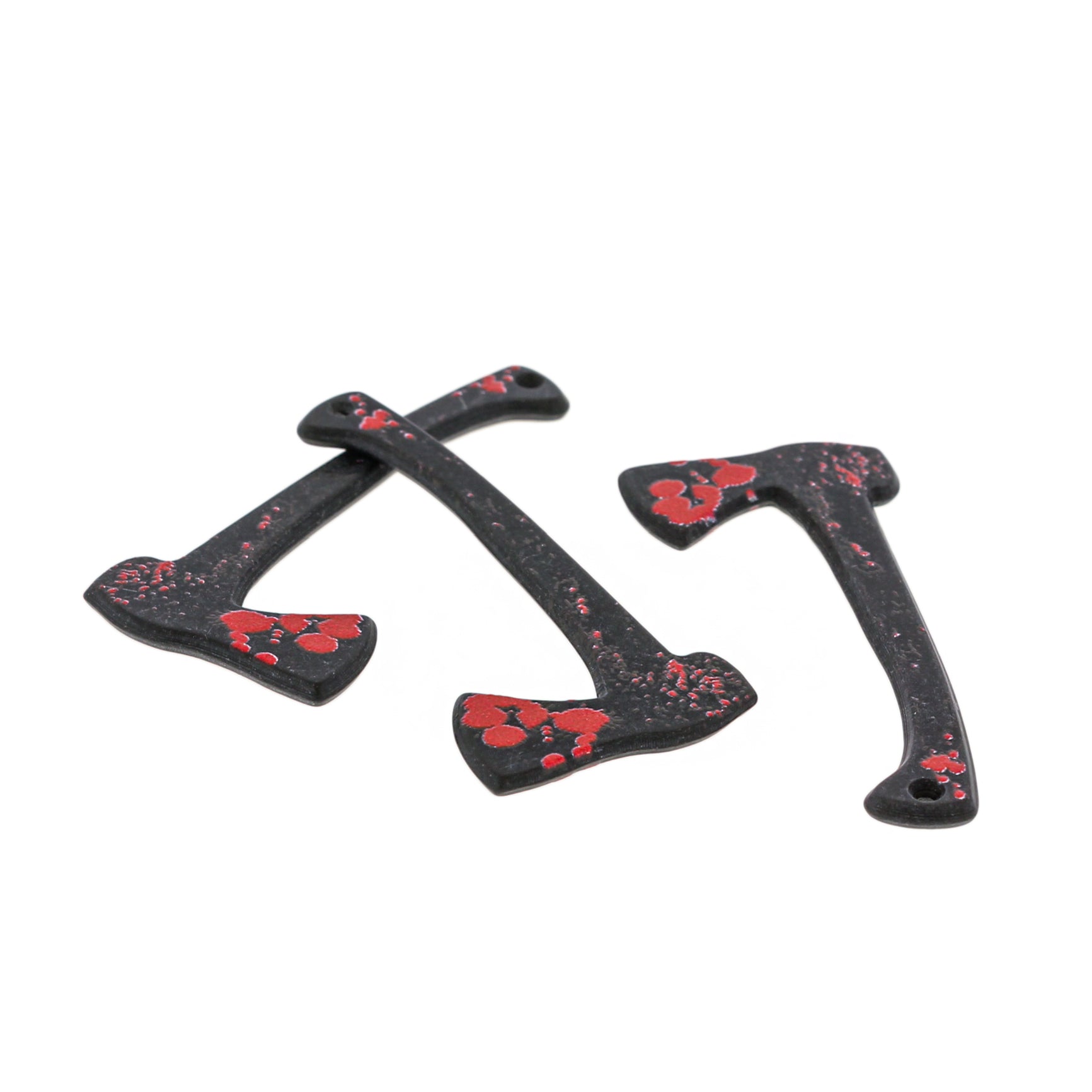 2 breloques en résine Horror Bloody Axe 2 faces - K627