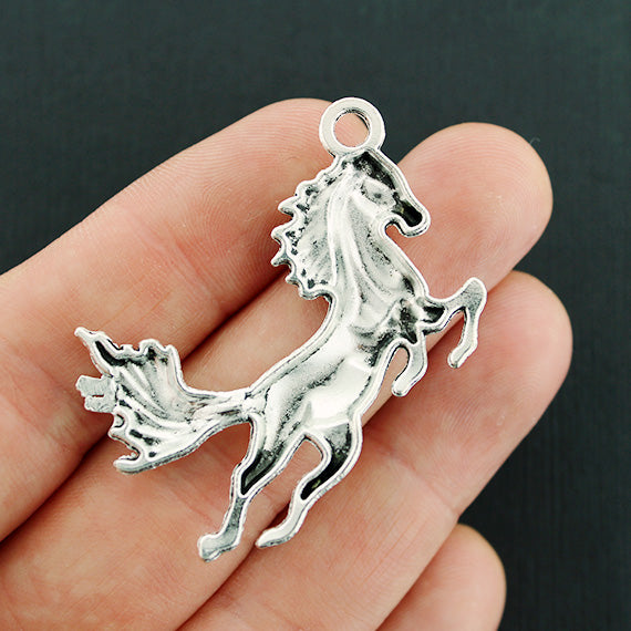 2 Horse Antique Silver Tone Charms - SC699