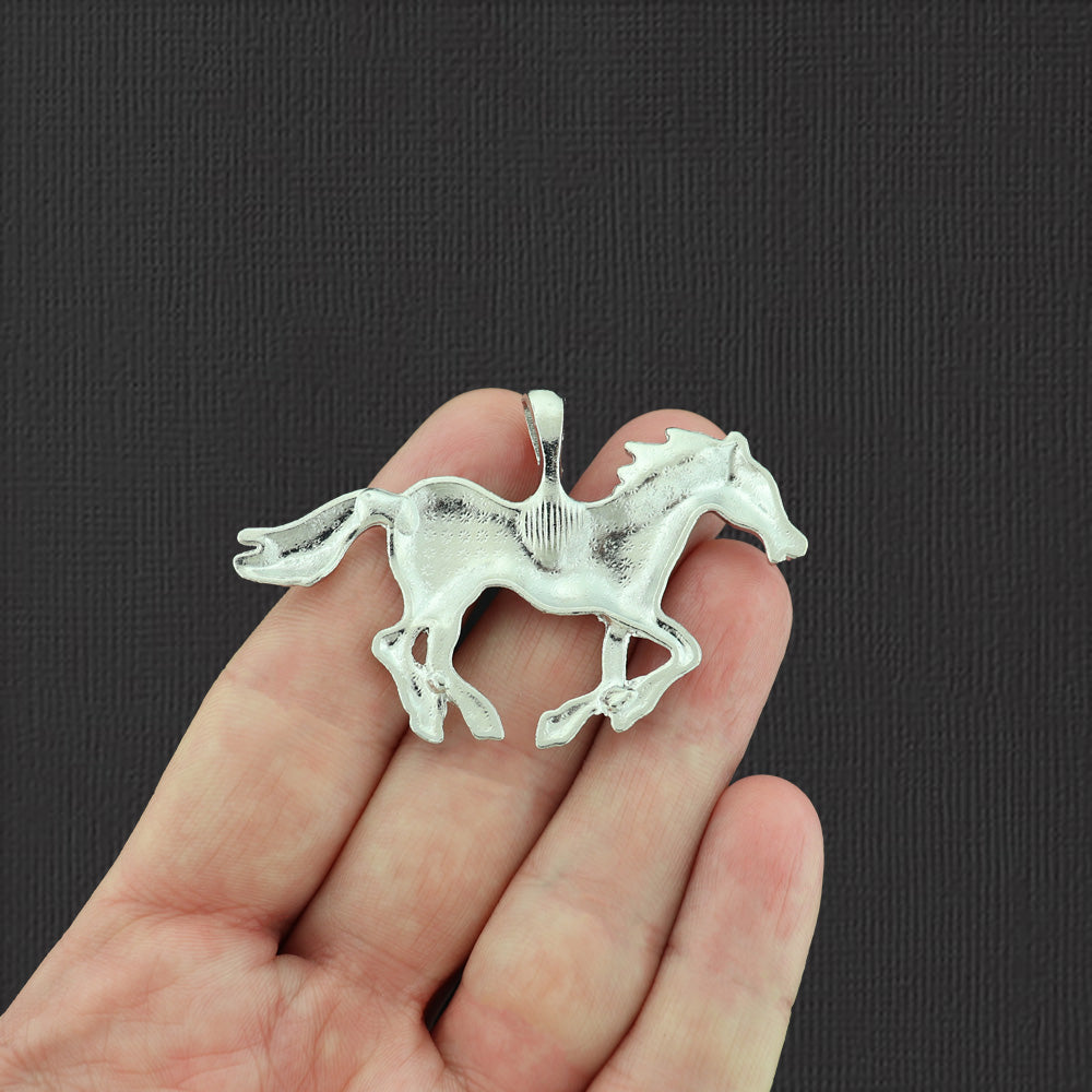 2 Horse Silver Tone Charms - SC9003