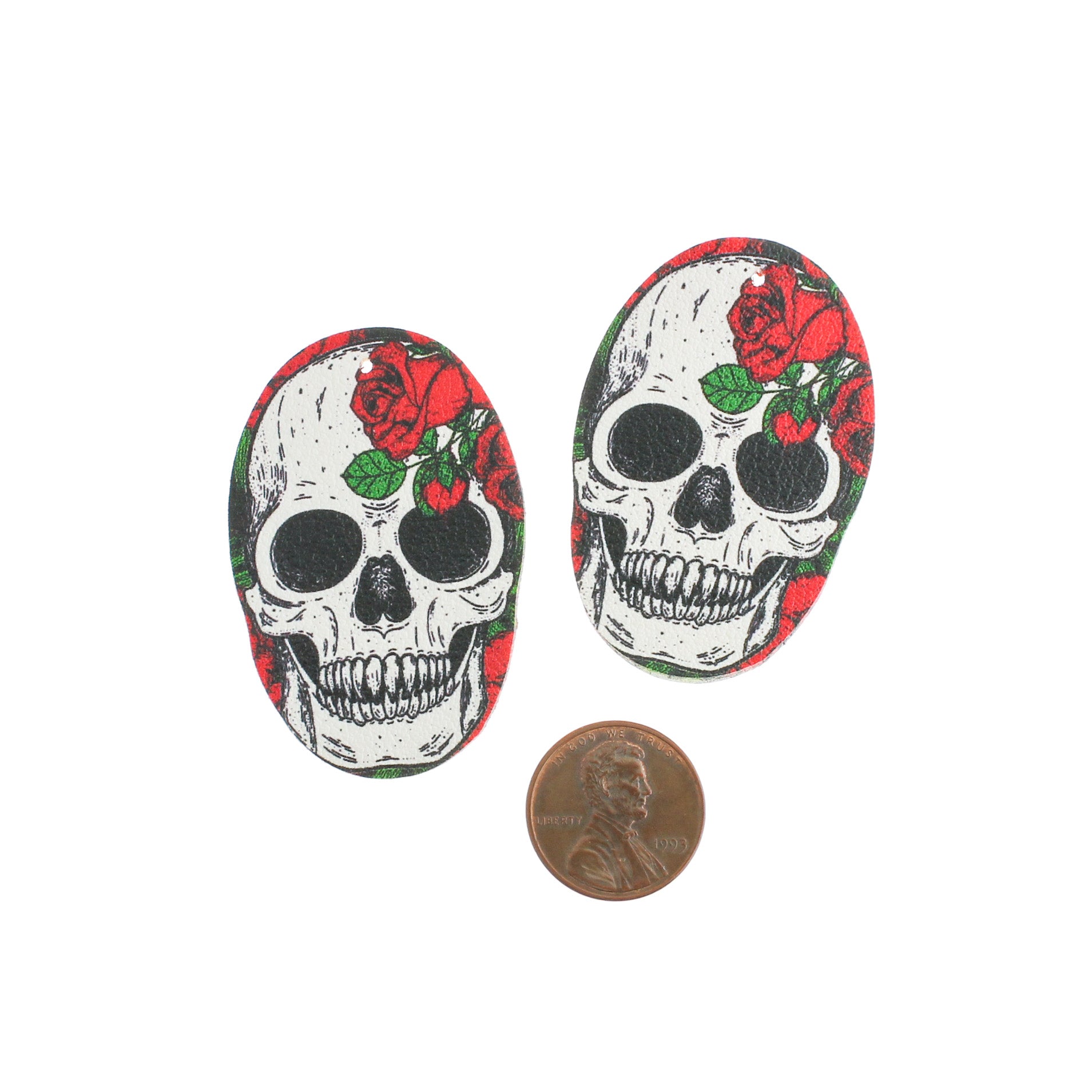 2 Imitation Leather Skull Oval Pendants - Choose Your Color!