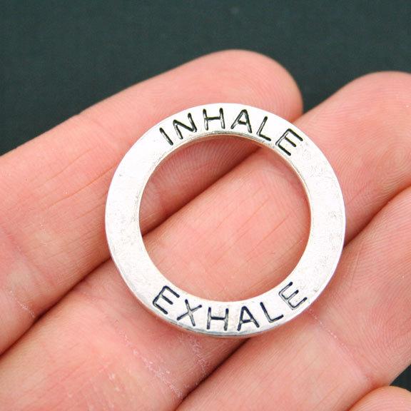 2 Inspirez Expirez Antique Silver Tone Charms - SC5394