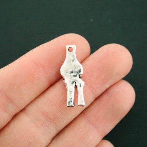 2 Knee Bones Antique Silver Tone Charms - SC6820