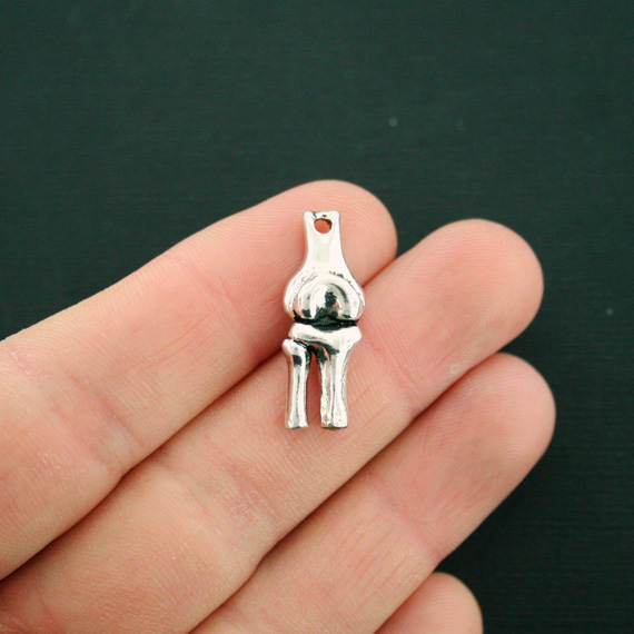 2 Knee Bones Antique Silver Tone Charms - SC6820