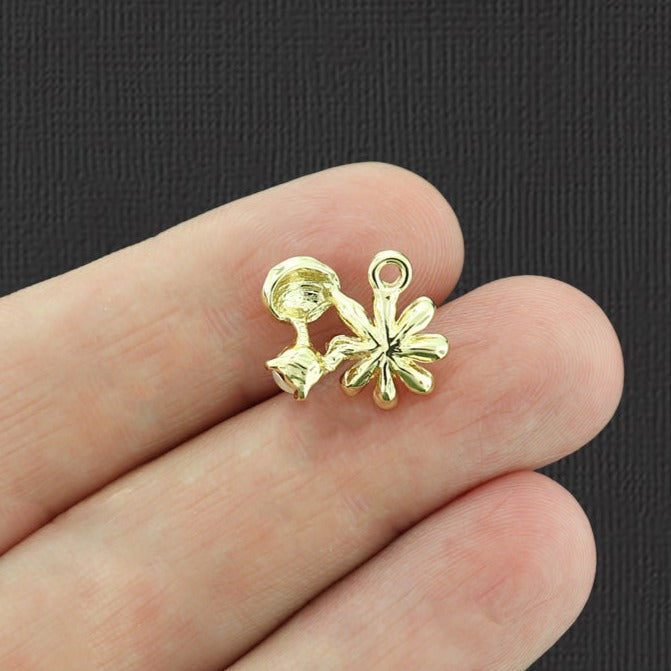 2 breloques en émail doré marguerite coccinelle - E1006