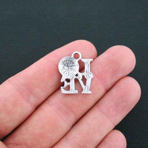 2 Love Volleyball Antique Silver Tone Charms - SC3412