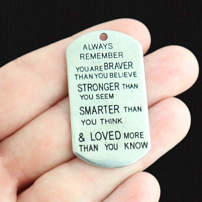 2 Loved More Than You Know Dog Tag Antique Silver Tone Charms - SC2003