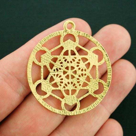 2 Merkaba Meditation Antique Gold Tone Charms - GC897