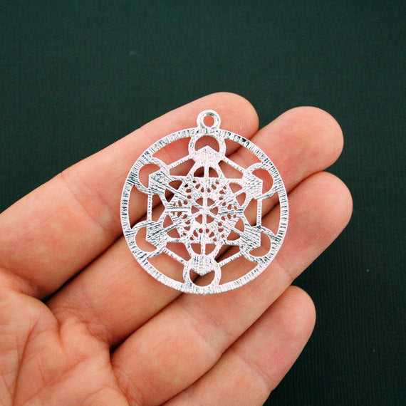 2 Merkaba Meditation Antique Silver Tone Charms - SC5901