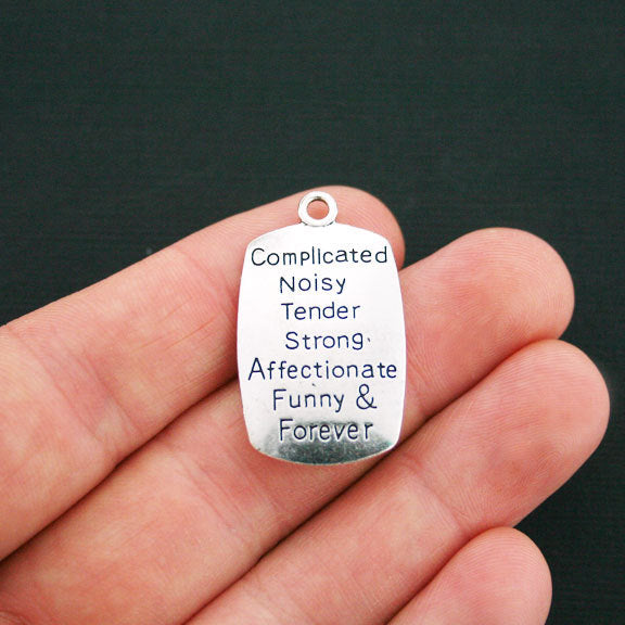 2 Mother Daughter Antique Silver Tone Charms 2 Sided - SC3415