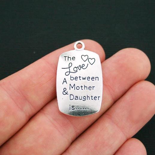 2 Mother Daughter Antique Silver Tone Charms 2 Sided - SC3415