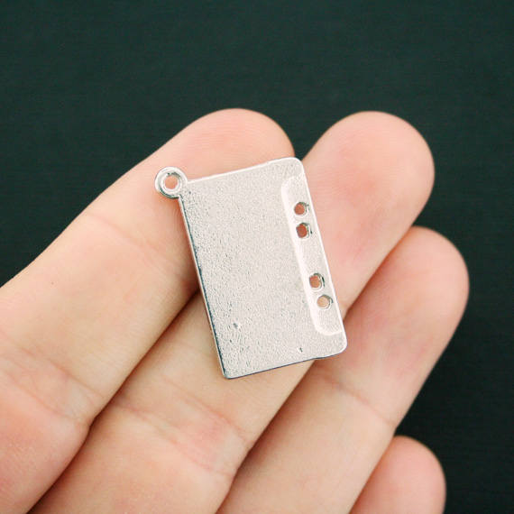 2 breloques de ton argent antique et émail de musique - SC5380